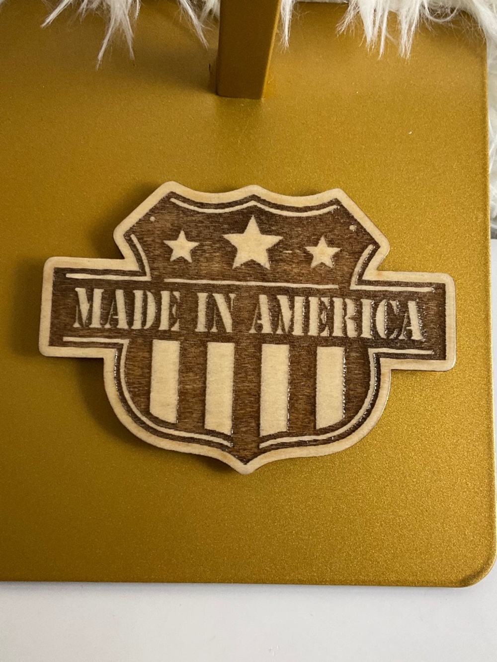 LASER ENGRAVED WOODEN MADE IN AMERICA MAGNET!